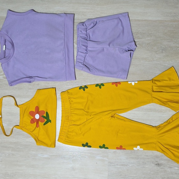 SHEIN Floral Yellow and Lavender Kids Set Bundle - Picture 1 of 7